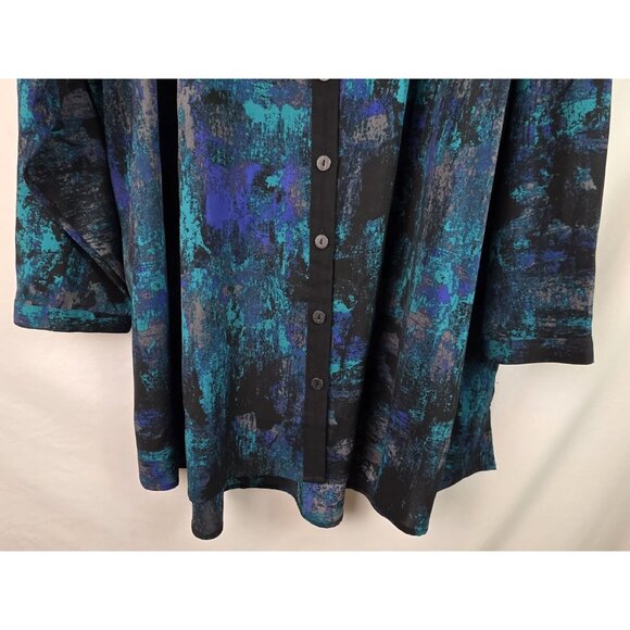 Catherines Women's Top Plus Size 4X Green V-Neck Long Sleeve Button Down Blouse - Picture 6 of 15